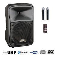 Sono Portable CD MP3+USB+DIVX+2 Micros Main UHF + Bluetooth