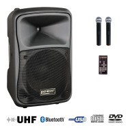 Sono Portable CD MP3 + USB + DIVX + 2 Micros Main UHF + Bluetooth