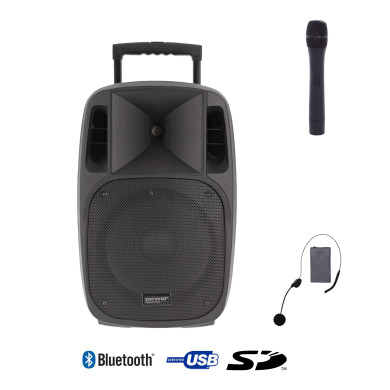 Sono Portable 12’’ sur Batterie + 1 Micro Main VHF + 1 Micro Serre-tête