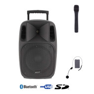 Sono Portable 12’’ sur Batterie + 1 Micro Main VHF + 1 Micro Serre-tête