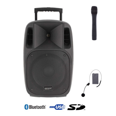 Sono Portable 15’’ sur Batterie + 1 Micro Main VHF + 1 Micro Serre-tête