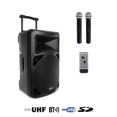 Portable Lecteur SD/USB/Bluetooth + 2 Micros Main UHF