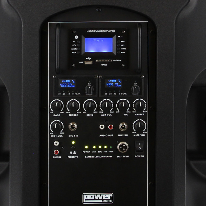 Portable Lecteur SD/USB/Bluetooth + 2 Micros Main UHF