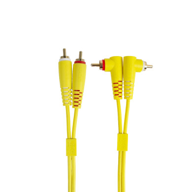 Cable UDG RCA Droit - RCA Coudé Jaune 3m