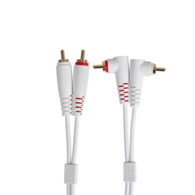 Cable UDG RCA Droit - RCA Coudé Blanc 3m