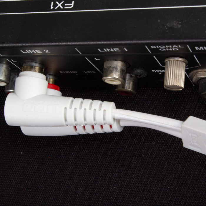 Cable UDG RCA Droit - RCA Coudé Blanc 3m