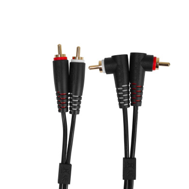 Cable UDG RCA Droit - RCA Coudé Noir 3m