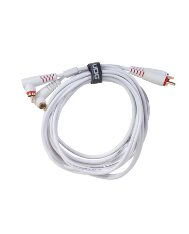 Cable UDG RCA Droit - RCA Coudé Blanc 3m