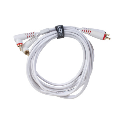 Cable UDG RCA Droit - RCA Coudé Blanc 3m