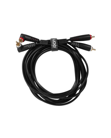 Cable UDG RCA Droit - RCA Coudé Noir 3m