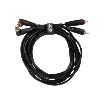 Cable UDG RCA Droit - RCA Coudé Noir 3m