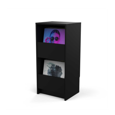 Meuble Rangement Vinyle Finition Noire