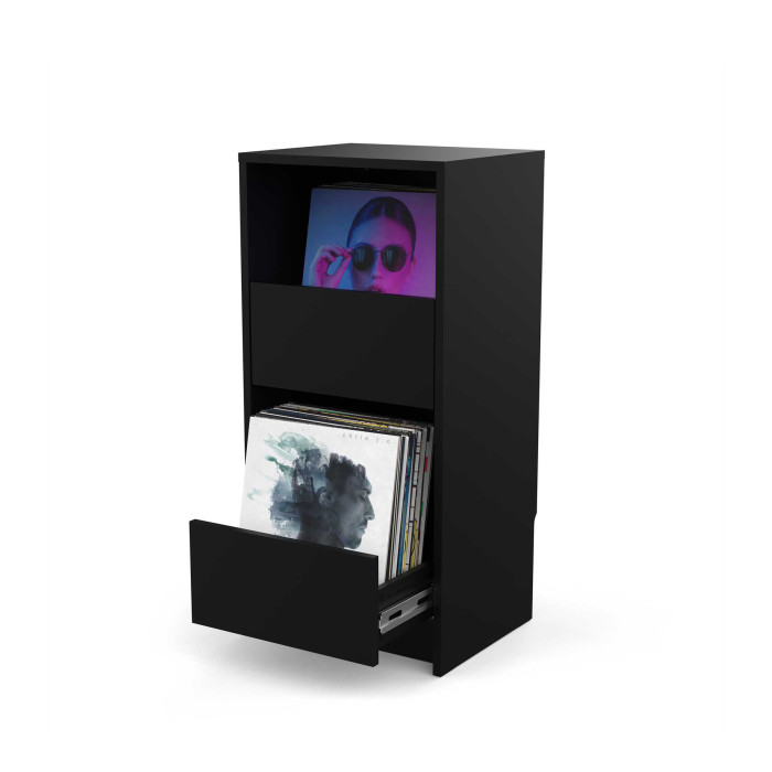 Meuble Rangement Vinyle Finition Noire