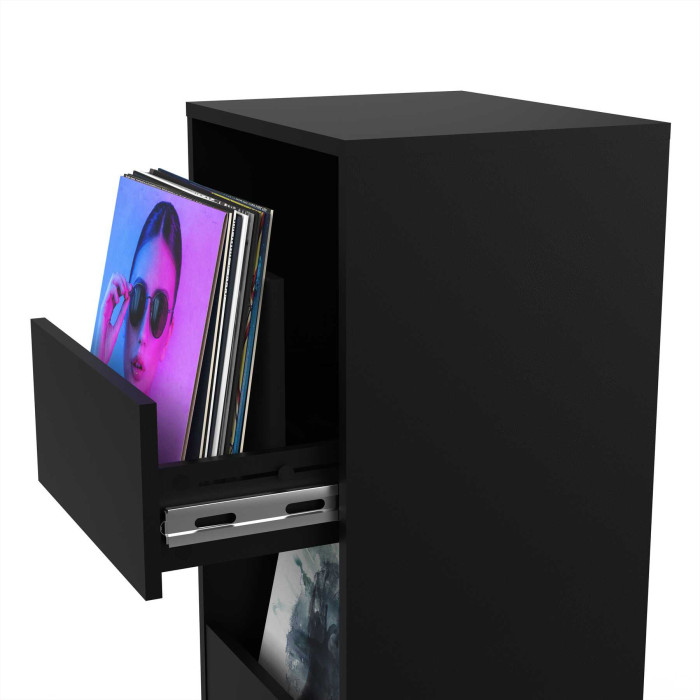 Meuble Rangement Vinyle Finition Noire