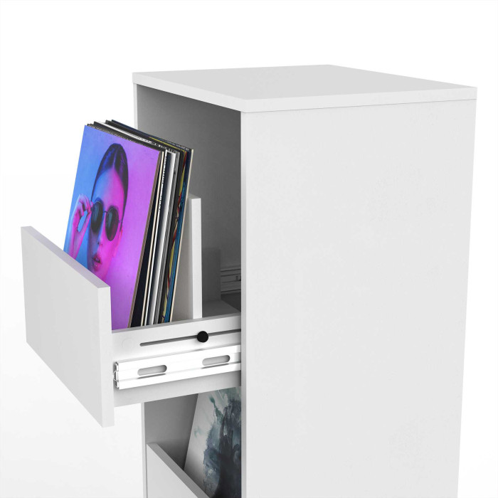 Meuble Rangement Vinyle Finition Blanche