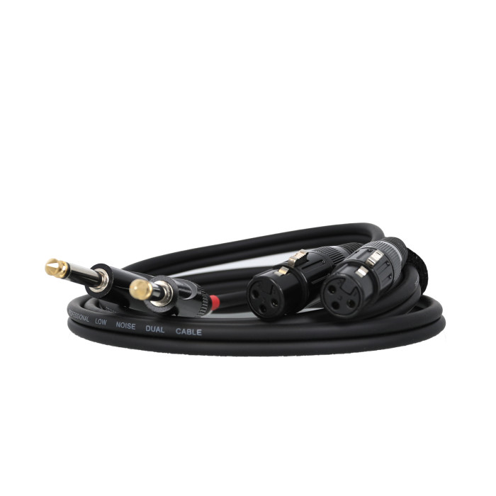 Câble 1,5m - 2 JACK MONO - 2 XLR 3 PIN Femelle