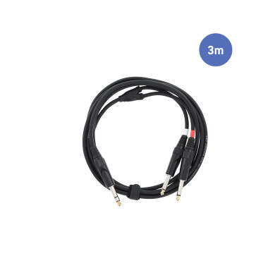 Câble 3m - JACK MONO Mâle - 2 JACK STEREO Mâle Mono