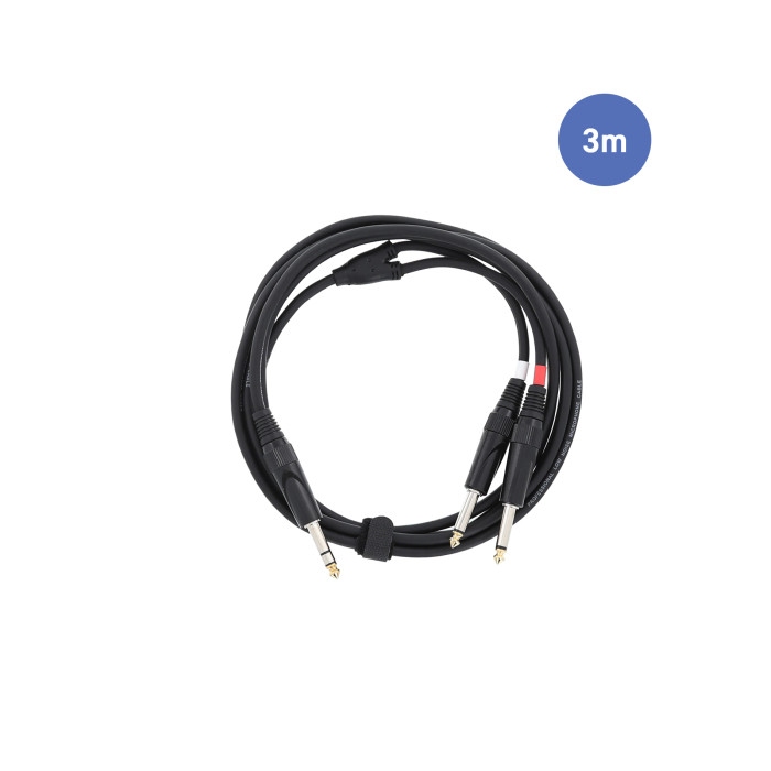 Câble 3m - JACK MONO Mâle - 2 JACK STEREO Mâle Mono