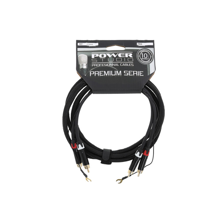 Câble Platine Vinyles 2,5m - 2 RCA Mâle - 2 RCA Mâle + 1 MASSE