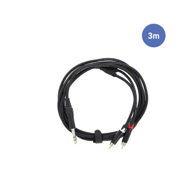 Câble 3m - JACK STEREO Mâle - 2 RCA Mâle