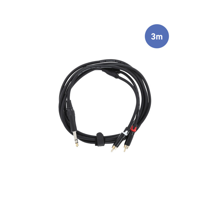 Câble 3m - JACK STEREO Mâle - 2 RCA Mâle