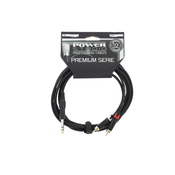 Câble 3m - JACK STEREO Mâle - 2 RCA Mâle