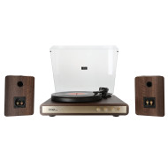 Platine Vintage Hifi + Enceintes - Finition Bois Foncé
