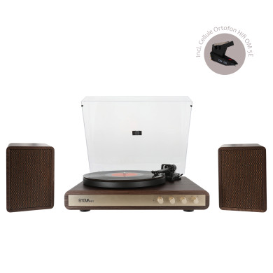 Platine Vintage Hifi + Enceintes - Finition Bois Foncé