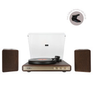 Platine Vintage Hifi + Enceintes - Finition Bois Foncé