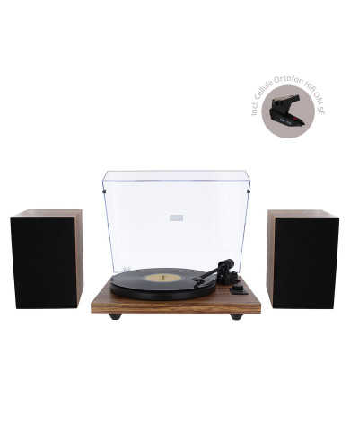 Platine Vinyle Hifi à Courroie USB/Récepteur Bluetooth + Enceintes Passives en Finition Bois