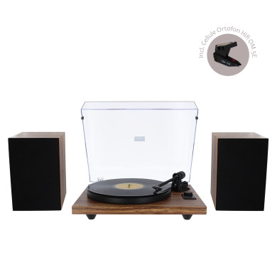 Platine Vinyle Hifi à Courroie USB/Récepteur Bluetooth + Enceintes Passives en Finition Bois