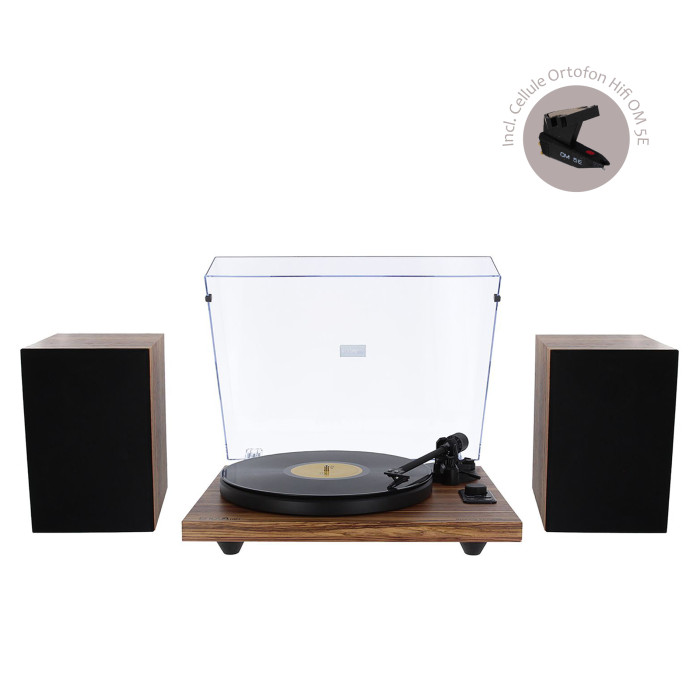 Platine Vinyle Hifi à Courroie USB/Récepteur Bluetooth + Enceintes Passives en Finition Bois