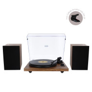 Platine Vinyle Hifi à Courroie USB/Récepteur Bluetooth + Enceintes Passives en Finition Bois