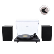 Platine Vinyle Hifi à Courroie USB/Récepteur Bluetooth + Enceintes Passives en Finition Noire