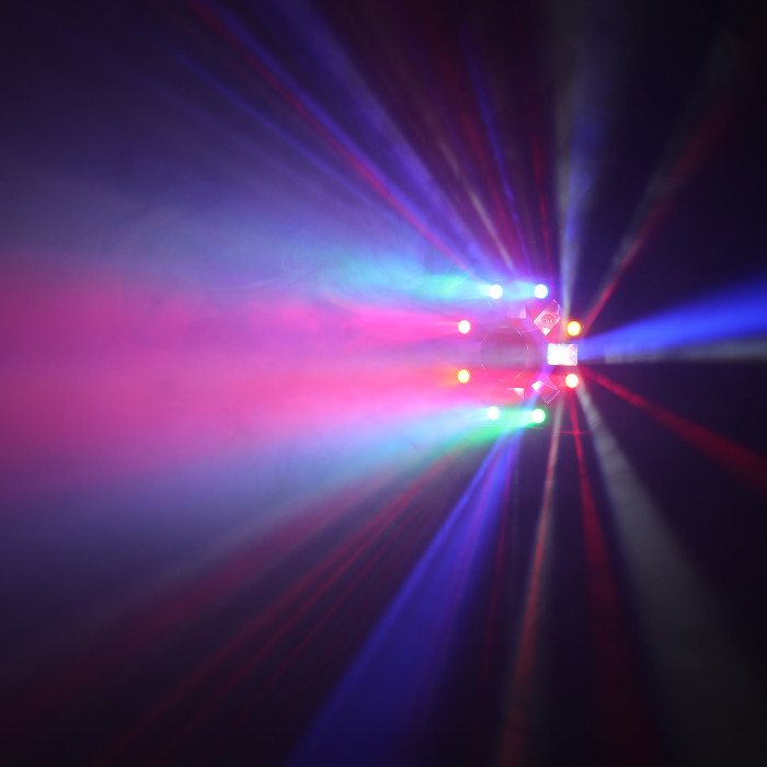 Jeux de lumière 4-en-1 : Flower Multi-faisceaux,Wash, Strobe, Laser multipoints Rouge et Vert