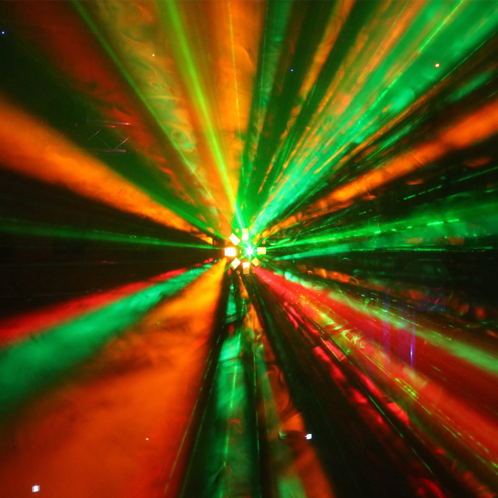 Jeux de lumière 4-en-1 : Flower Multi-faisceaux,Wash, Strobe, Laser multipoints Rouge et Vert