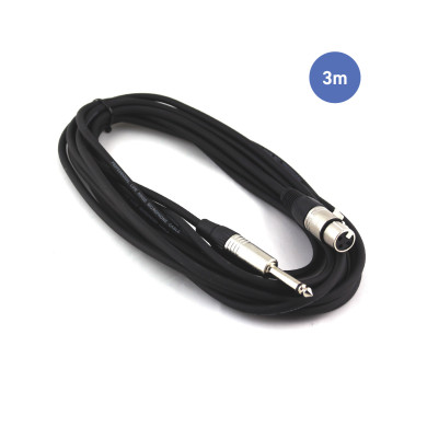 Câble 3m - JACK MONO Mâle - XLR 3 PIN Femelle