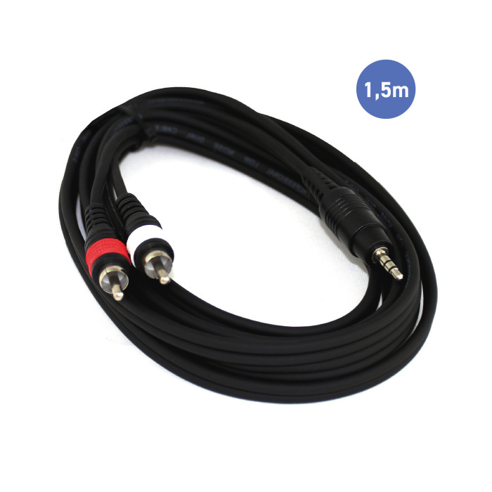 Câble 1,5m - MINI JACK STEREO Mâle - RCA Mâle