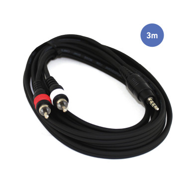 Câble 3m - MINI JACK STEREO Mâle - RCA Mâle