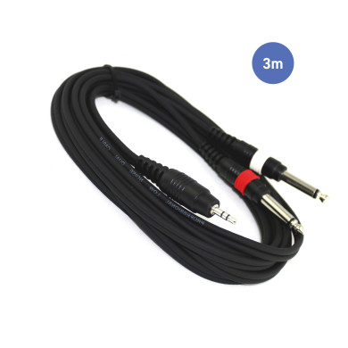 Câble 3m - MINI JACK STEREO Mâle - JACK MONO Mâle