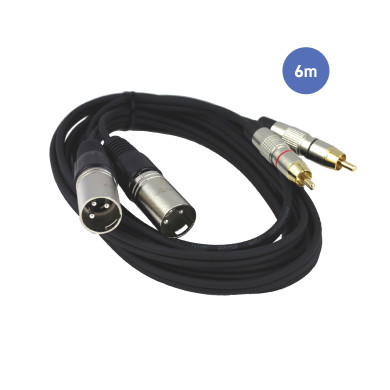 Câble 6m - XLR 3 PIN Mâle - RCA Mâle