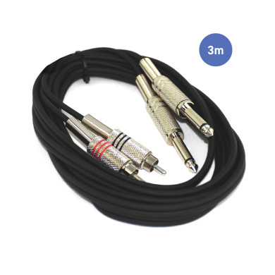 Câble 3m - JACK MONO Mâle - RCA Mâle