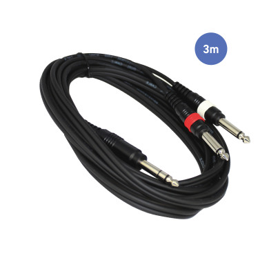Câble 3m - JACK MONO Mâle - JACK STEREO Mâle
