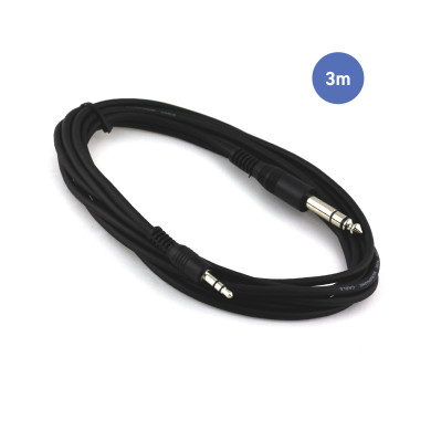 Câble 3m - MINI JACK STEREO Mâle - JACK STEREO Mâle