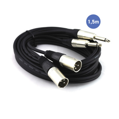 Câble 1,5m - XLR 3 PIN Mâle - JACK MONO Mâle
