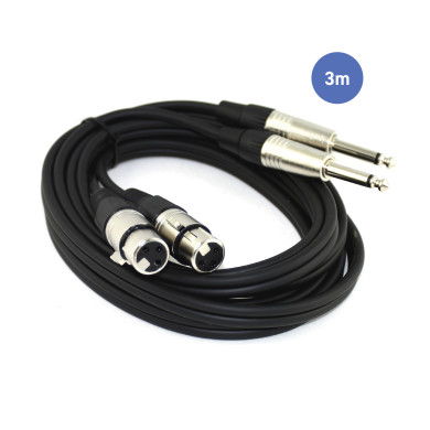 Câble 3m - XLR 3 PIN Femelle - JACK MONO Mâle