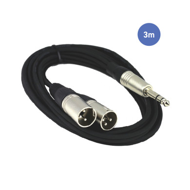 Câble 3m - JACK STEREO Mâle - XLR 3 PIN Mâle