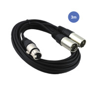 Câble 3m - XLR 3 PIN Femelle - XLR 3 PIN Mâle