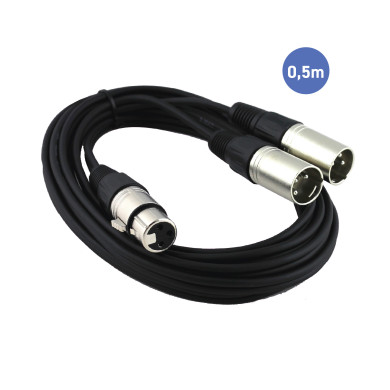 Câble 0,5m - XLR 3 PIN Mâle - XLR 3 PIN Femelle