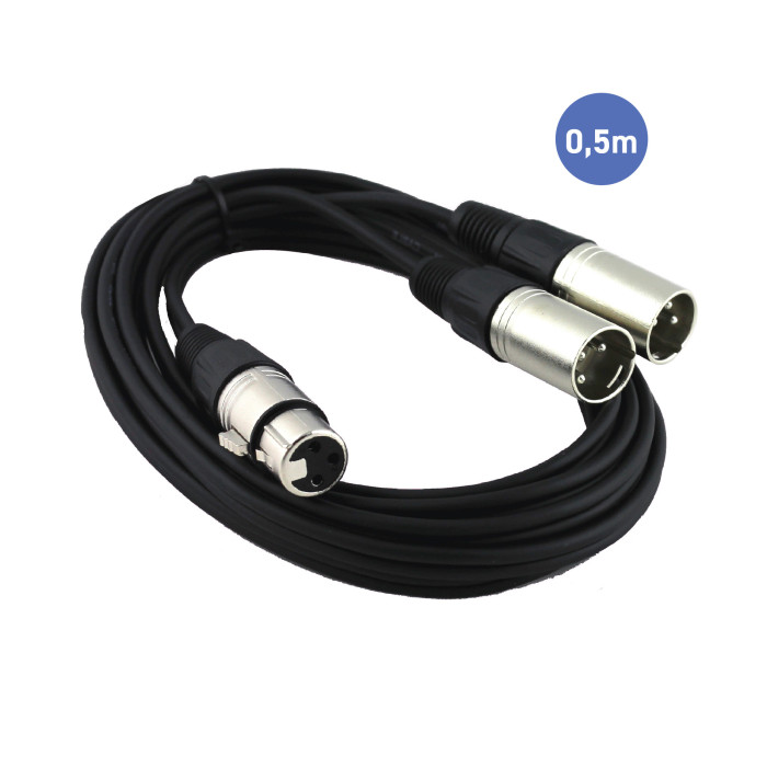 Câble 0,5m - XLR 3 PIN Mâle - XLR 3 PIN Femelle